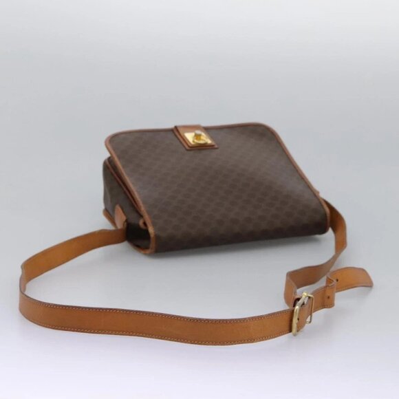 CELINE Macadam Canvas Shoulder Bag PVC Leather Brown Gold Auth BD871 - Picture 8 of 16